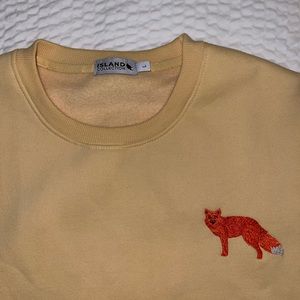 Large sweater, crewneck w/ fox - Yellow